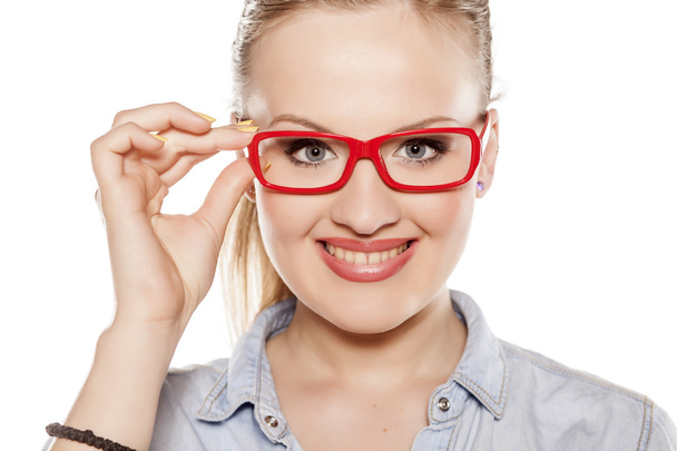 young blonde with glasses - Фото, изображение