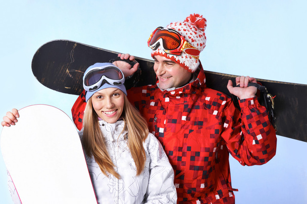 Happy snowboarders - Zdjęcie, obraz