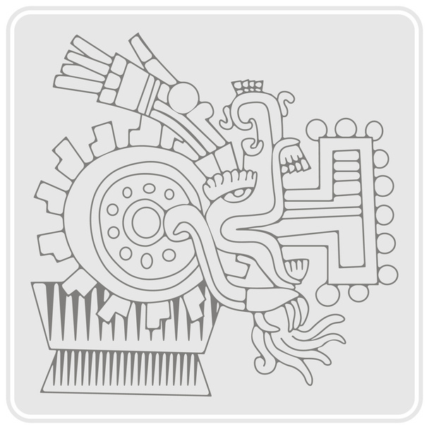 fekete-fehér ikonra az azték kódexek szimbólumokkal - Vektor, kép