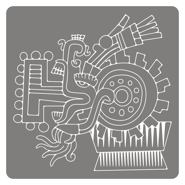 монохромная иконка с символами из ацтекских кодексов
 - Вектор,изображение