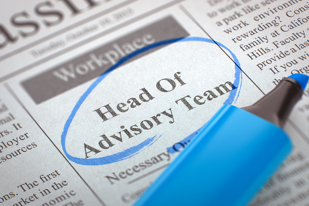 Head Of Advisory Team Job Vacancy. - Photo, Image
