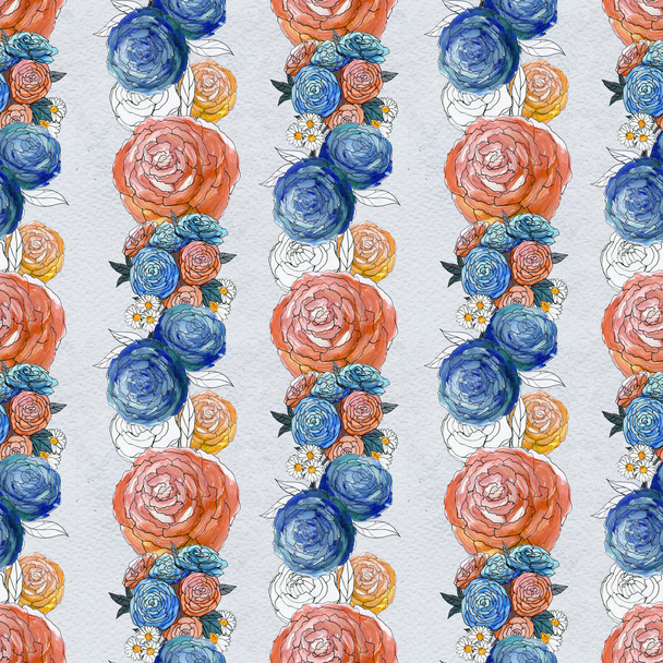 Seamless watercolor floral pattern - Фото, зображення