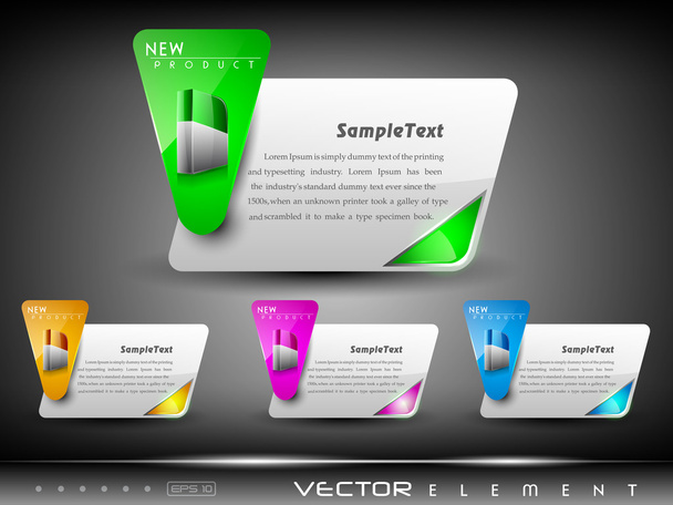 Vector set of colorful website element with product. EPS 10. - Vetor, Imagem