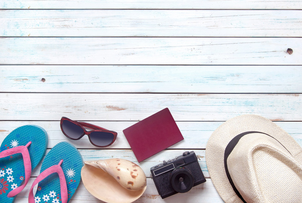 flat lay of vacation items - Foto, immagini