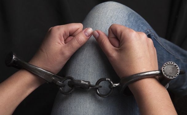 female hands in handcuffs - Photo, Image