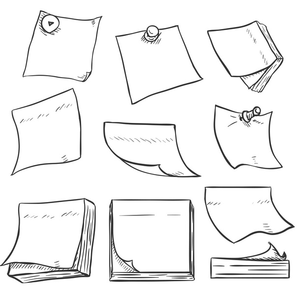 Set di adesivi per ufficio Sketch
. - Vettoriali, immagini