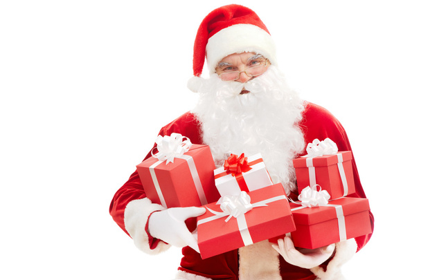 Santa com presentes
 - Foto, Imagem