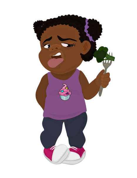 Kislány és a brokkoli - Vektor, kép