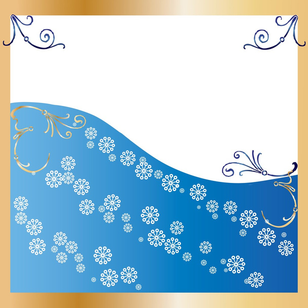 Golden Frame blue Background - Vektör, Görsel