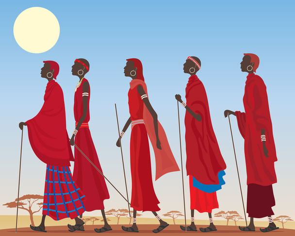 Masai group - Vector, Image