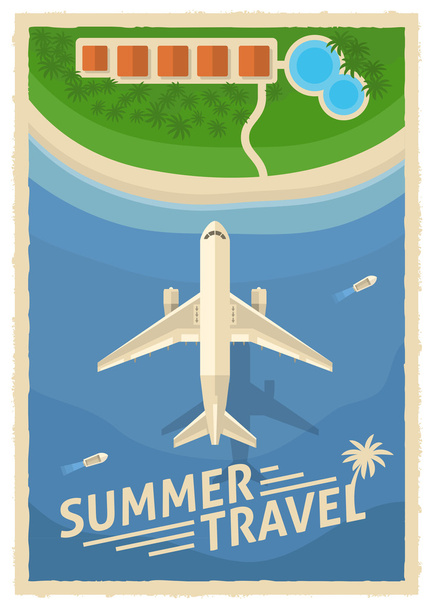 Summer Air Travel Retro Poster - Vektor, Bild
