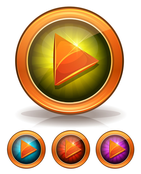 Golden Play Buttons For Game Ui - Vetor, Imagem