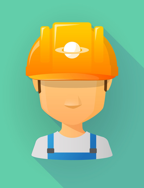 Worker male avatar wearing a safety helmet with the planet Satur - Wektor, obraz