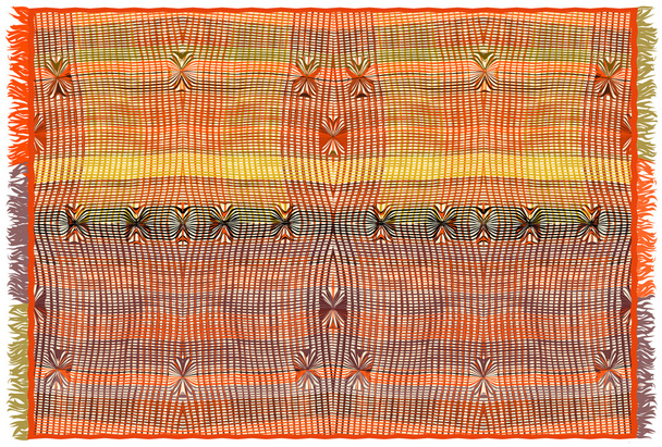 Kolorowy dywan z nieczysty pasiasty splot wzór i frędzle - Wektor, obraz