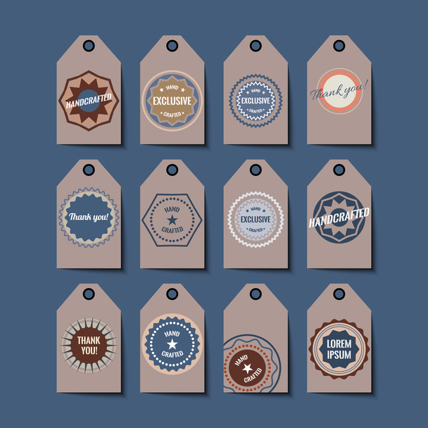 Set of retro tags: hand crafted, best choice, high quality etc. - Vector, afbeelding