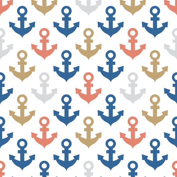 Seamless pattern with anchors. Summer sea pattern. Marina background - Vector, Image