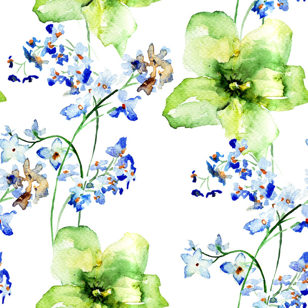 Seamless pattern with Romantic summer flowers - Fotoğraf, Görsel