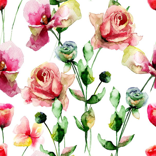 Seamless pattern with Roses flowers - Zdjęcie, obraz