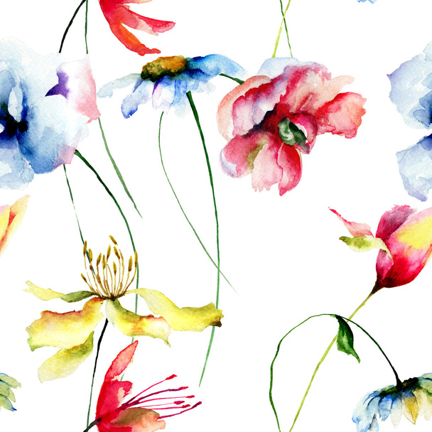 Floral seamless wallpaper - Fotoğraf, Görsel