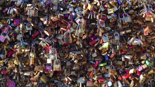 love locks adorn many bridges in Paris - Footage, Video