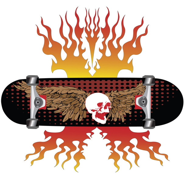 Skateboard ailes de crâne
 - Vecteur, image