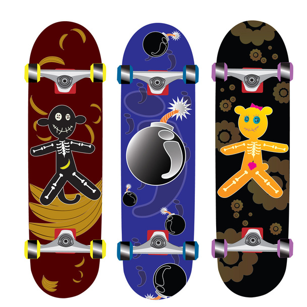 Monkey doll skateboard design - Vector, Image