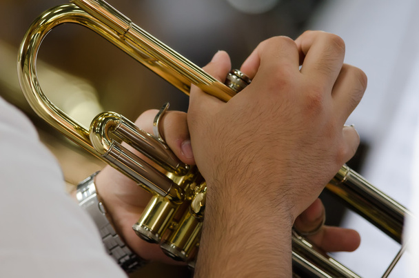 Trumpet and hands - Photo, Image
