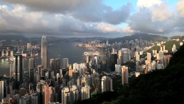 Business district i Victoria Harbour, Hong Kong - Materiał filmowy, wideo