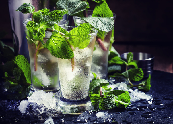 Green tea with ice, mint and white rum - Φωτογραφία, εικόνα