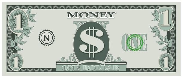 Dinero del juego - billete de un dólar
 - Vector, Imagen