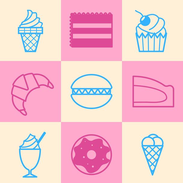 set of fast food icons in line style - Vettoriali, immagini