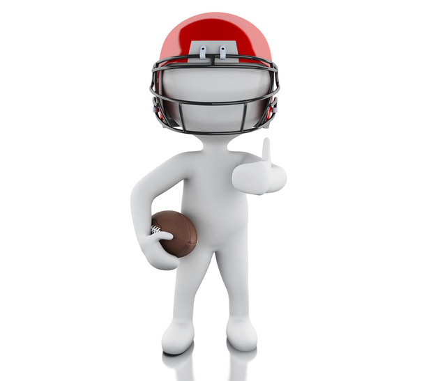 3d American football player with ball. - 写真・画像
