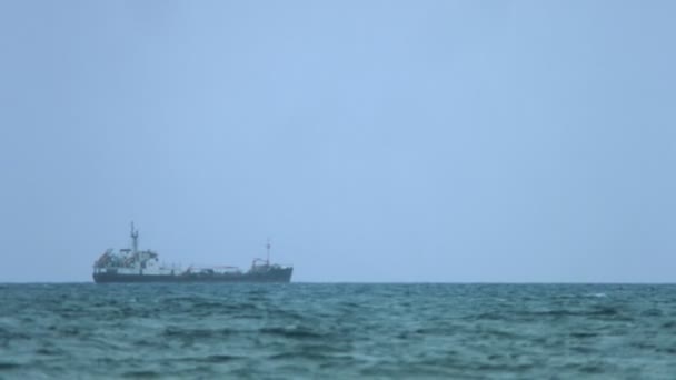 Kontejnerová loď s jeřáby na přepravu nákladu na obchodní námořní přístav - Záběry, video