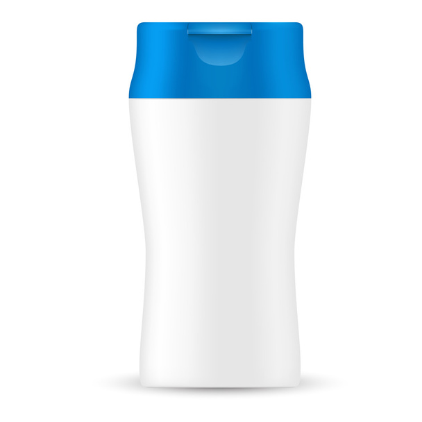 White gray beauty products/cosmetics bottle with blue flip top cap - Διάνυσμα, εικόνα