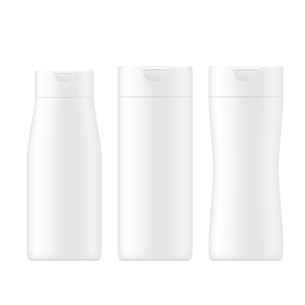 Conjunto de productos de belleza gris blanco / botella de cosméticos
 - Vector, imagen