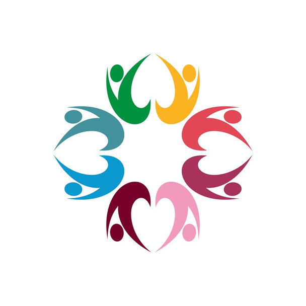 Логотип любить людей сердце бизнес-креативные иконки символ командной работы вектор
 - Вектор,изображение