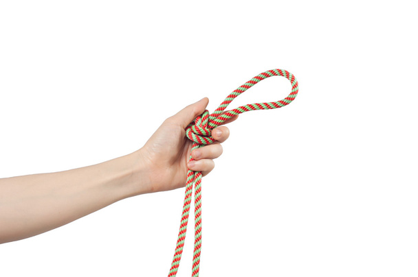 hand holding the rescue rope. - Фото, изображение