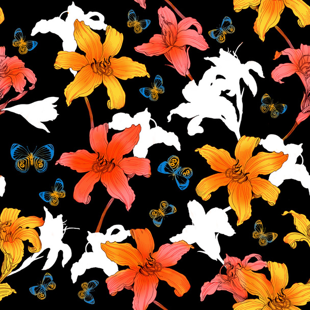 Abstract Elegance Seamless pattern with floral background. - Foto, Imagem