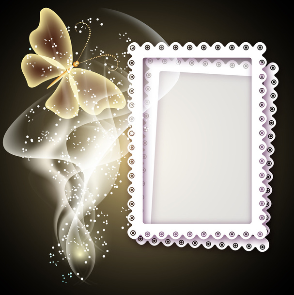 Background with photo frame, butterfy and smoke - ベクター画像