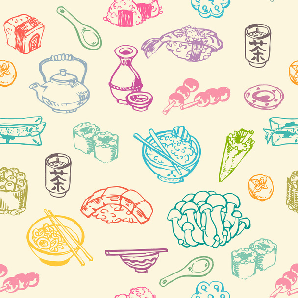 和食カラフルなベクトルのシームレス パターン - ベクター画像