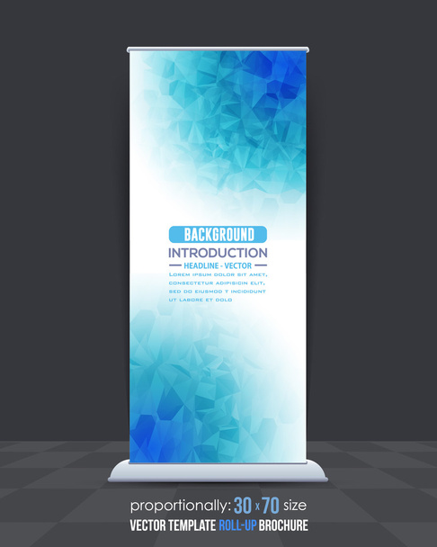 Blue Colors Polygonal Style Shine Roll-Up Banner, Advertising Vector Background Design - Vecteur, image