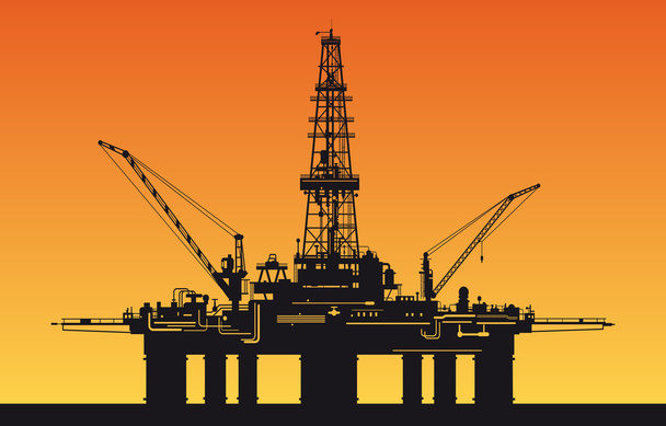 Нефтяная вышка в море
 - Вектор,изображение