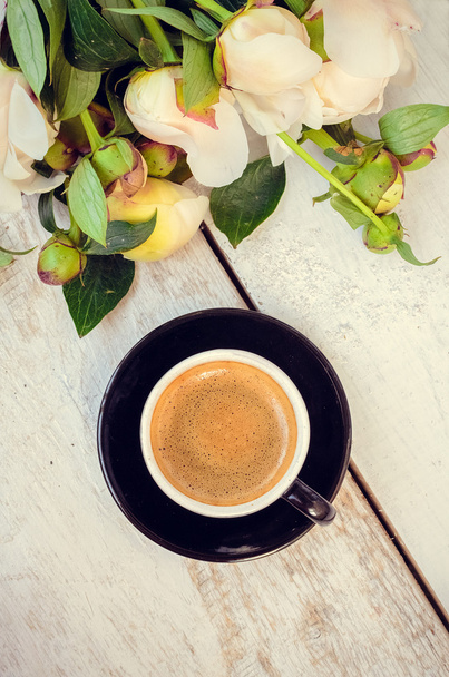 Coffee and flowers - Foto, Imagen