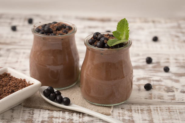 Chia semen, čokoládový pudink a borůvky - Fotografie, Obrázek