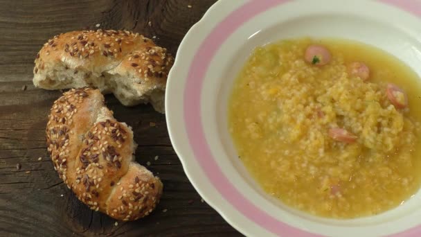 A bowl of chickpea soup on the table - Footage, Video