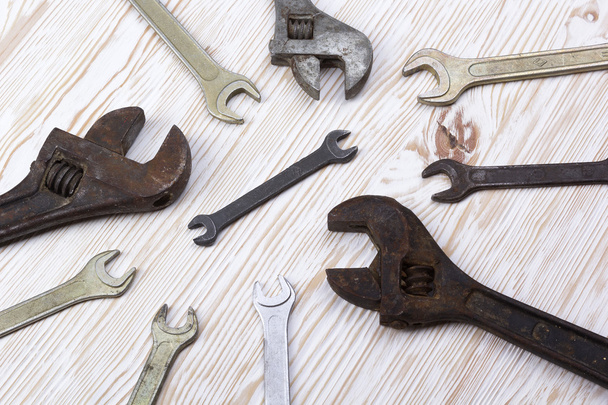 Set of wrenches in several different sizes. - Zdjęcie, obraz