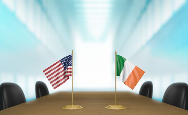 United States and Ireland relations and trade deal talks, 3D rendering - Photo, Image