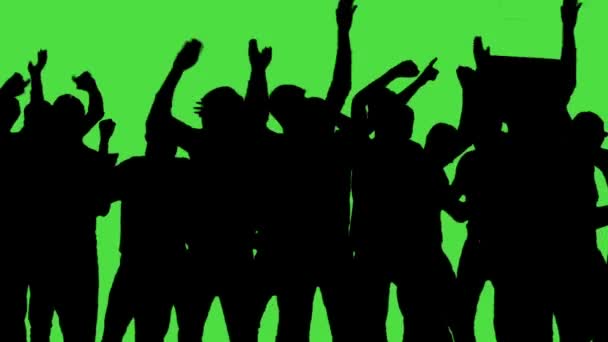緑色の画面で踊っているファンの群衆。コンサート、ジャンプ、ダンス、手を挙げろ. - 映像、動画