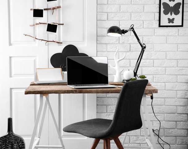 Modern monochrome style workplace - Foto, Imagen