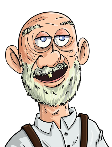 Cartoon old man with one tooth - Vector, Image